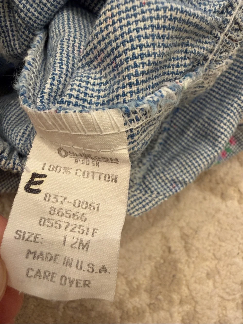 OshKosh Baby B'Gosh Overalls Vintage 80s Floral Overall Made In USA Size 12 M